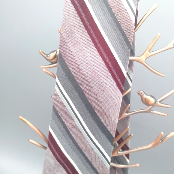 Michelle Wool Blend Slubbed Regimental Striped Tie Vintage - Picture 3 of 10